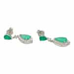 Contemporary Emerald and Diamond Drop Earrings