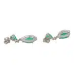 Contemporary Emerald and Diamond Drop Earrings