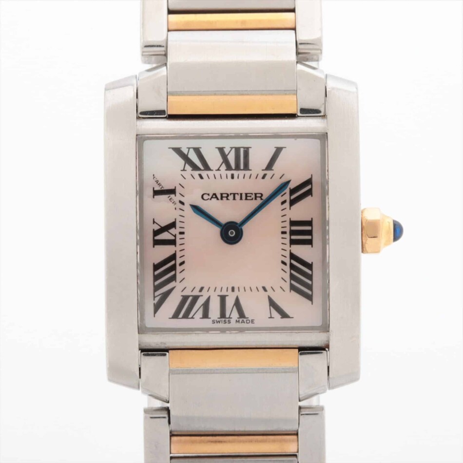 Vintage Cartier Two Tone Tank Francaise Mother of Pearl Watch