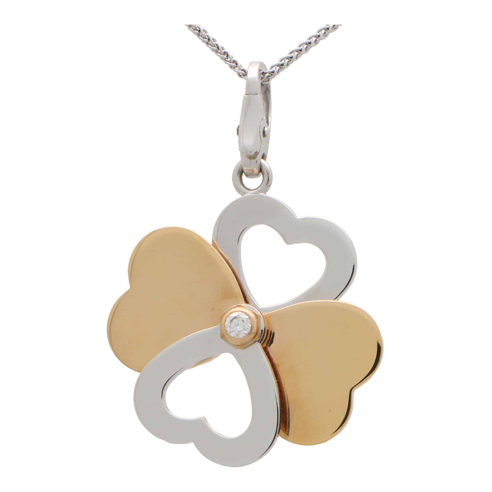 Vintage Cartier Clover Heart Diamond Charm at Susannah Lovis Jewellers