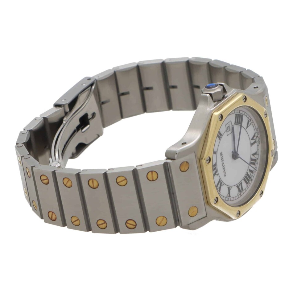 Vintage Cartier Octagonal Santos 30mm Watch in Steel and Gold