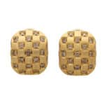 Vintage Damiani Chequerboard Cognac Diamond Earrings