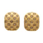 Vintage Damiani Chequerboard Cognac Diamond Earrings