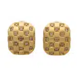 Vintage Damiani Chequerboard Cognac Diamond Earrings