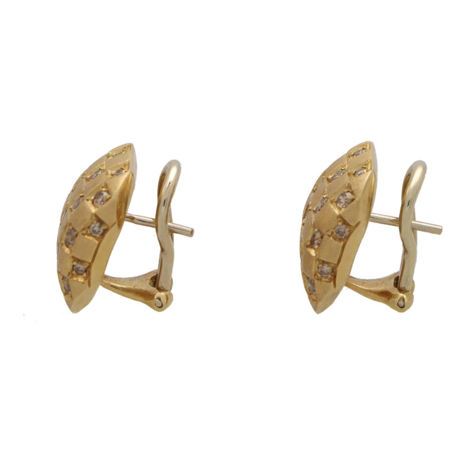 Vintage Damiani Chequerboard Cognac Diamond Earrings