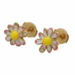 Vintage Dior 'Diorette' Enamel and Diamond Flower Earrings