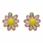 Vintage Dior 'Diorette' Enamel and Diamond Flower Earrings