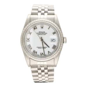 Vintage 2000 Rolex Datejust Watch with White Dial