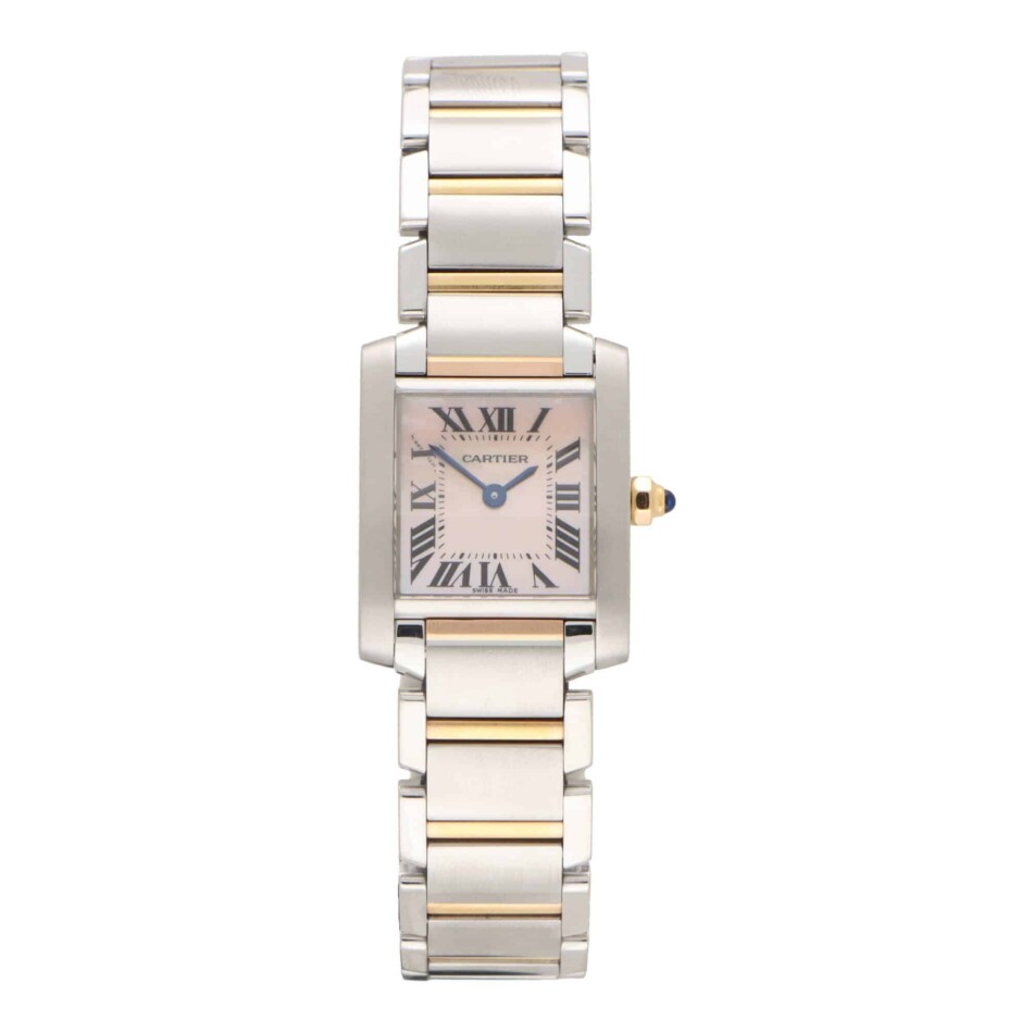Vintage Cartier Two Tone Tank Francaise Mother of Pearl Watch