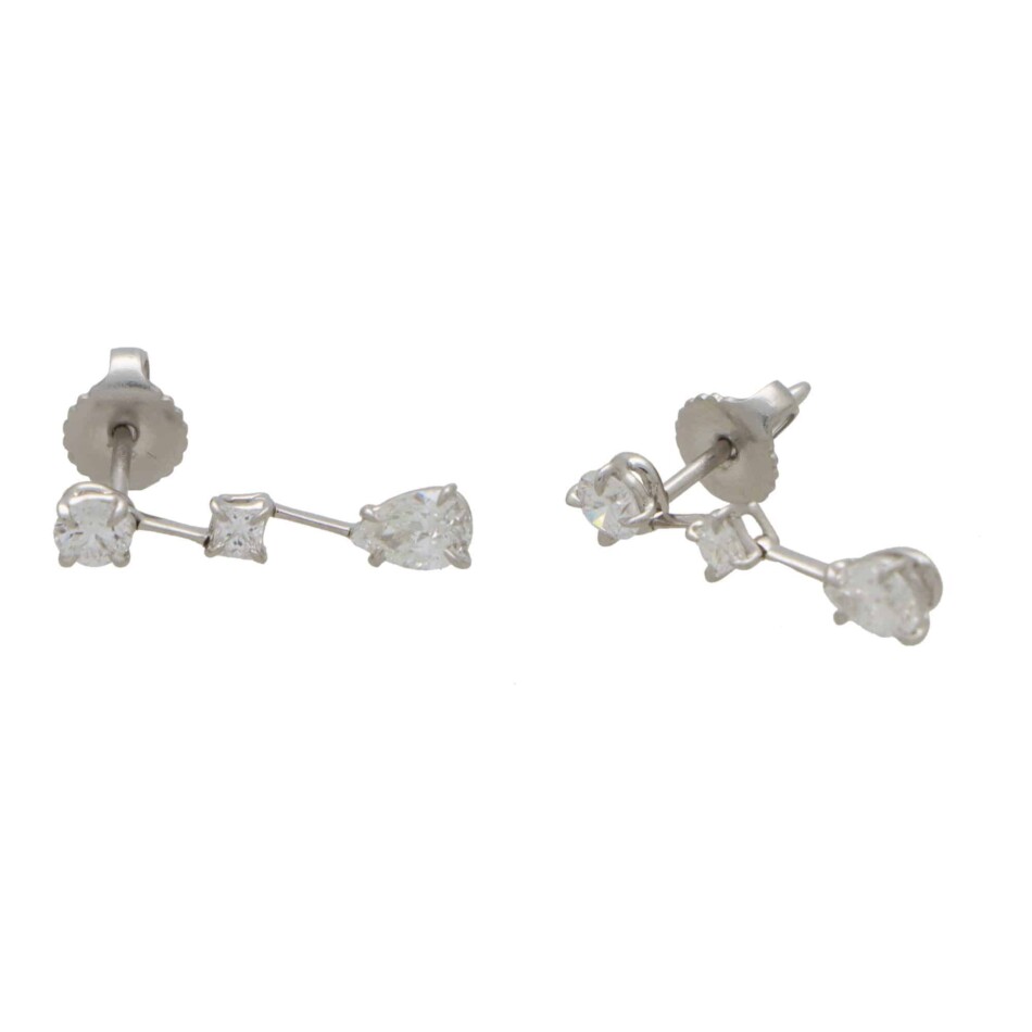 Vintage Harry Winston Round, Princess & Pear Cascading Earrings