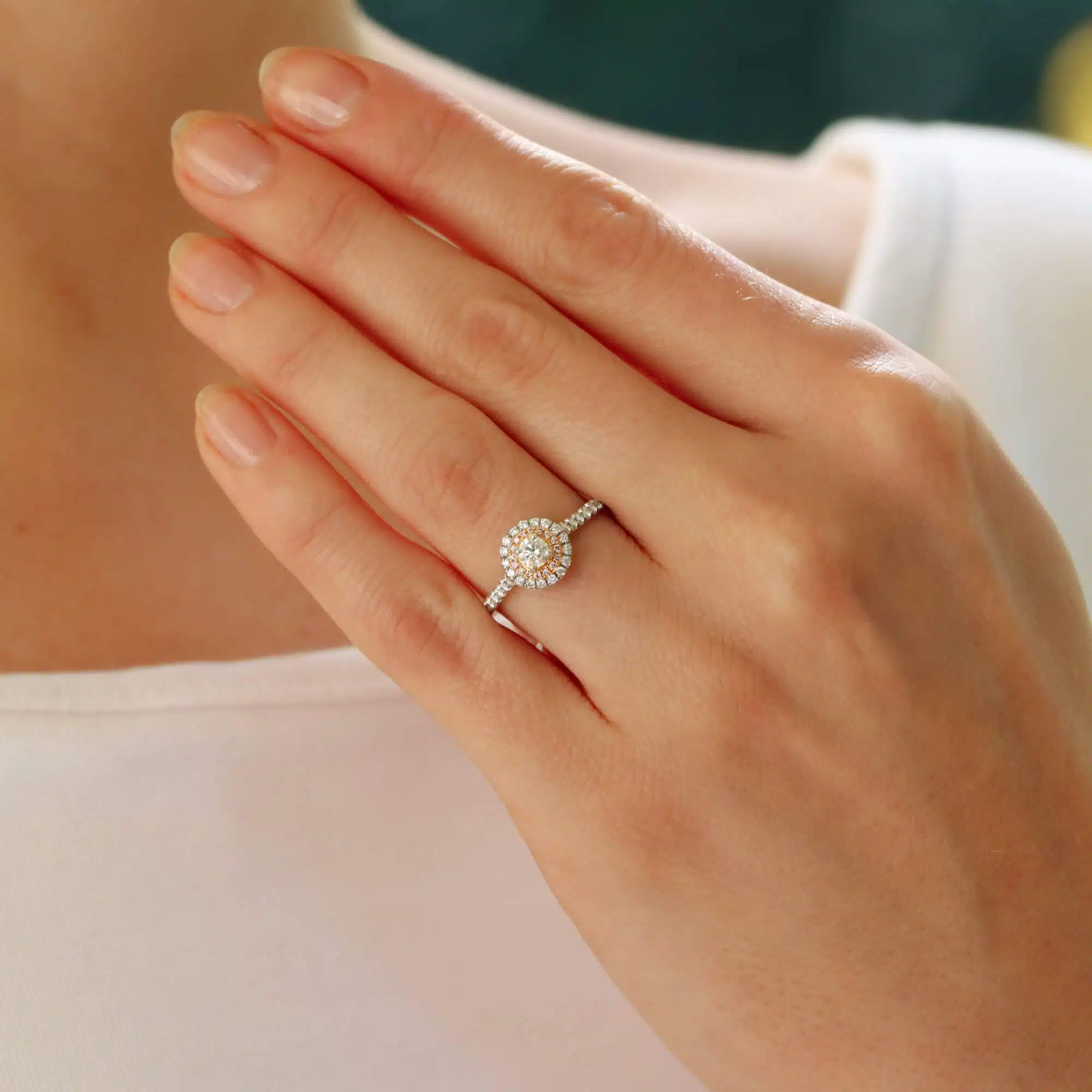 Vintage Tiffany & Co. Soleste Pink Diamond Double Halo Ring