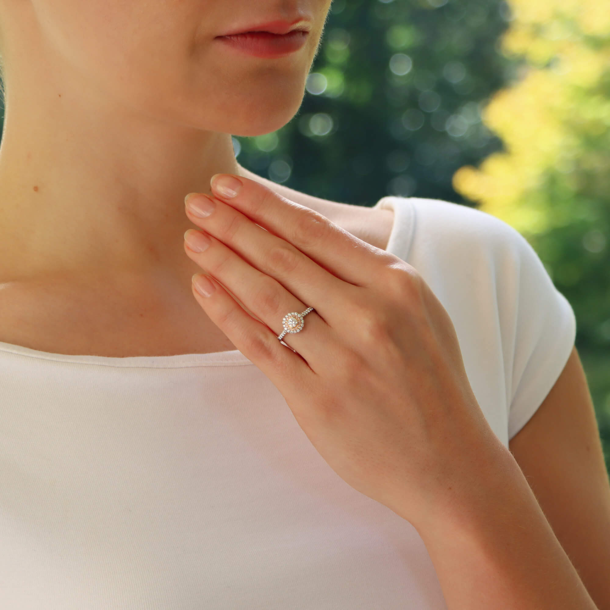 Vintage Tiffany & Co. Soleste Pink Diamond Double Halo Ring