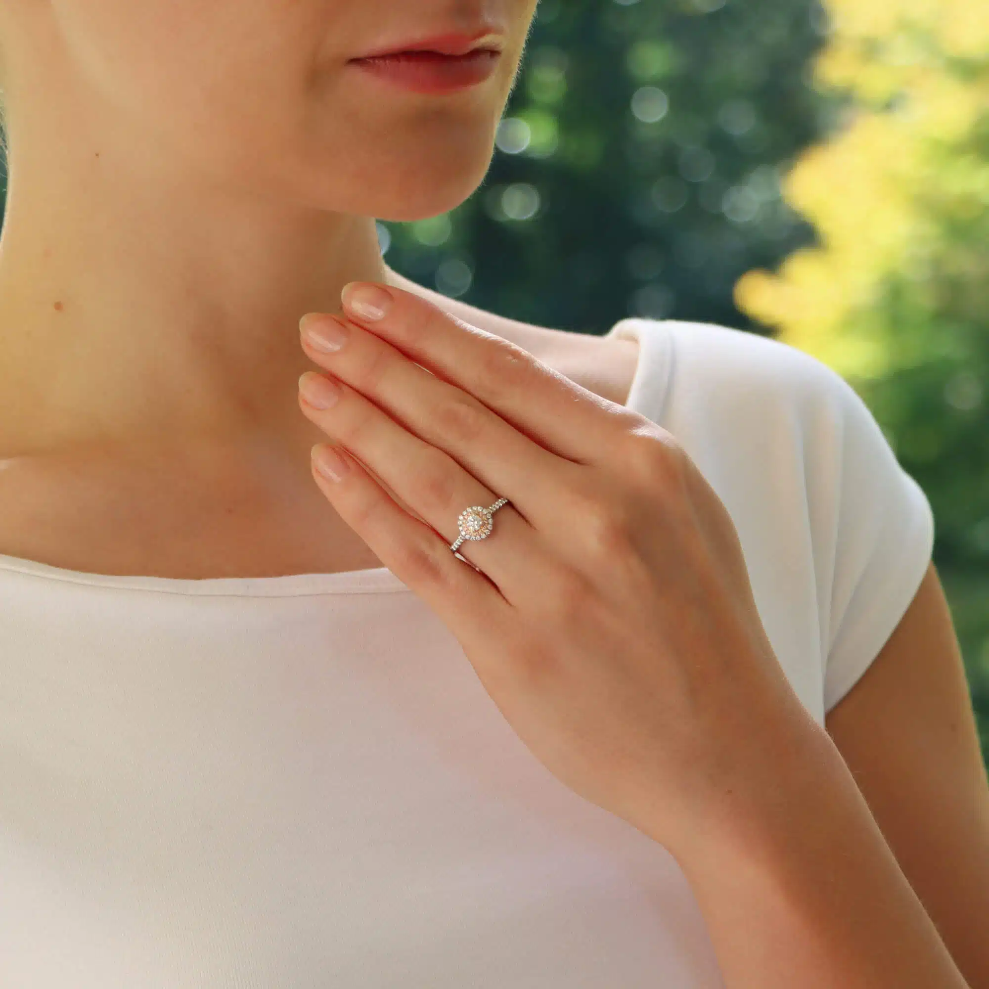 Vintage Tiffany & Co. Soleste Pink Diamond Double Halo Ring