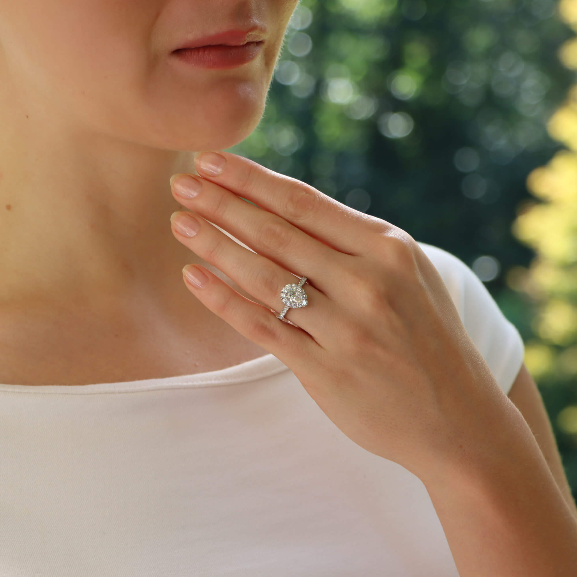 Vintage GIA Certified Pear Cut Diamond Cluster Ring