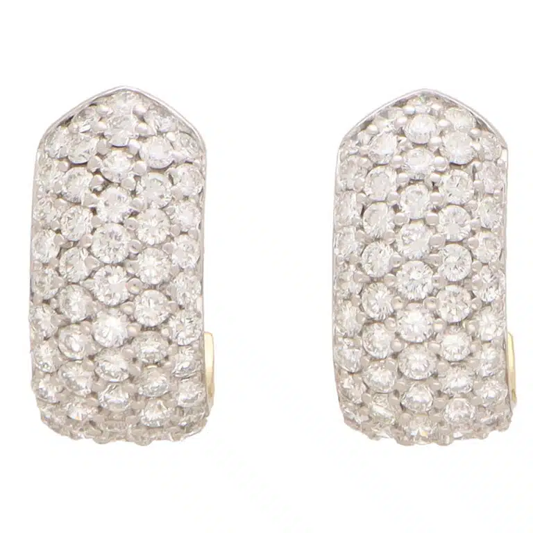 Vintage Diamond Chunky Hoop Earrings