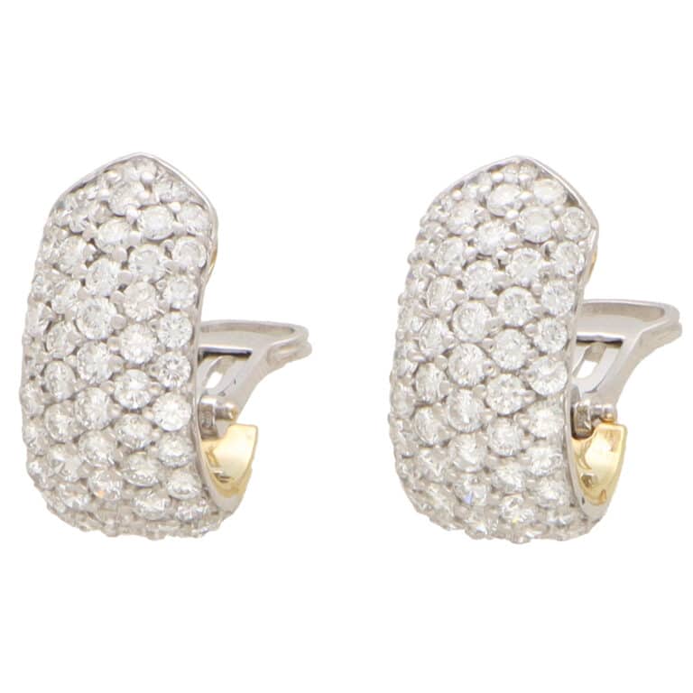 Vintage Diamond Chunky Hoop Earrings