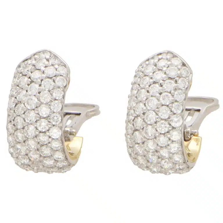 Vintage Diamond Chunky Hoop Earrings