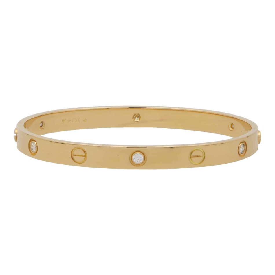 Vintage Cartier Six Diamond Love Bangle in Yellow Gold