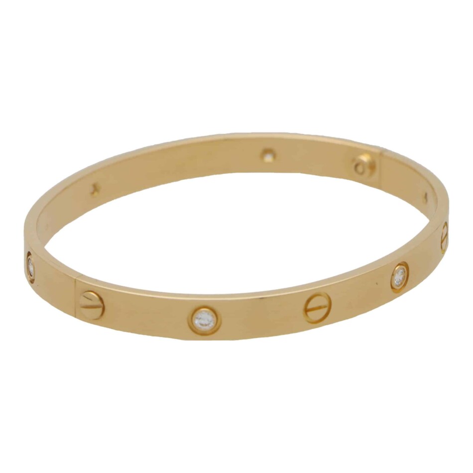 Vintage Cartier Six Diamond Love Bangle in Yellow Gold