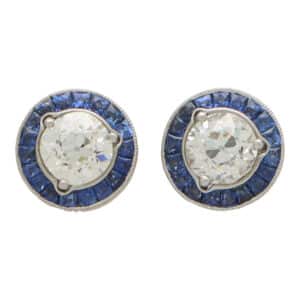 Art Deco Inspired Convertible Sapphire and Diamond Target Studs