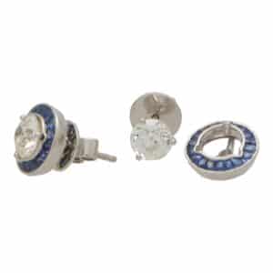 Art Deco Inspired Convertible Sapphire and Diamond Target Studs