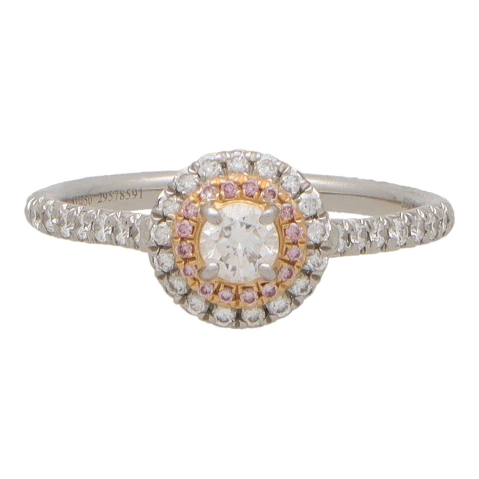 Vintage Tiffany & Co. Soleste Pink Diamond Double Halo Ring