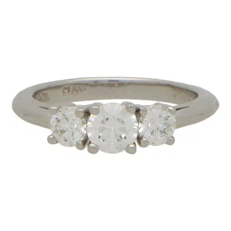 Vintage Certified Tiffany & Co. Diamond Three Stone Ring