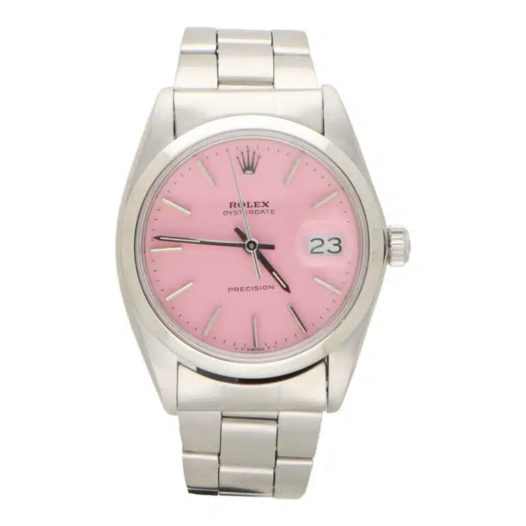 Vintage 1984 Rolex Oysterdate Custom Pink Watch