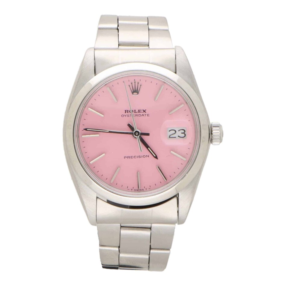 Vintage 1984 Rolex Oysterdate Custom Pink Watch
