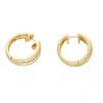 Vintage Round and Princess Cut Diamond Hoop Earrings