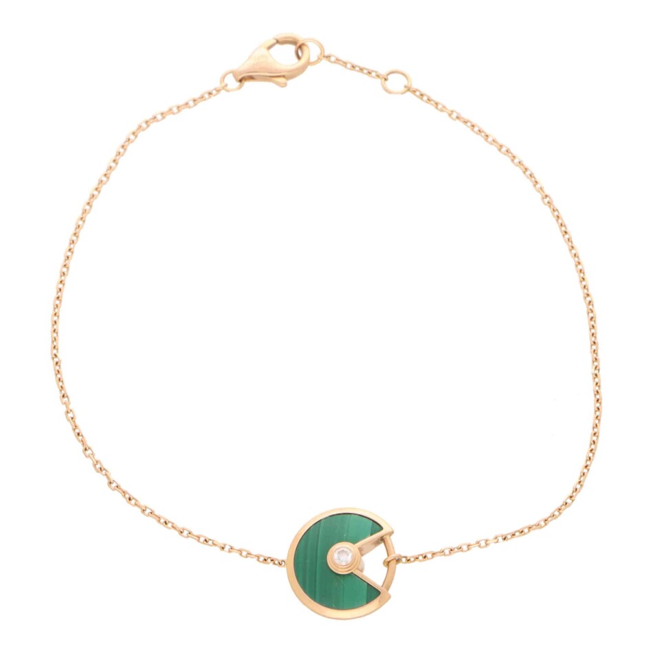 Vintage Amulette de Cartier XS Malachite and Diamond Bracelet