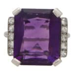 Vintage Art Deco Inspired Amethyst and Diamond Cocktail Ring