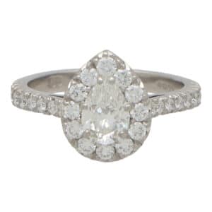 Vintage GIA Certified Pear Cut Diamond Cluster Ring