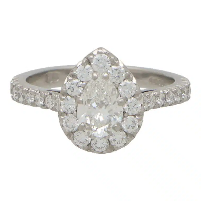 Vintage GIA Certified Pear Cut Diamond Cluster Ring