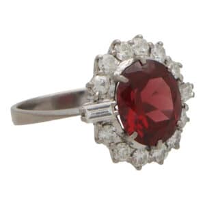 Vintage Almandine Garnet and Diamond Cluster Ring