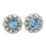 Aquamarine and Diamond Cluster Earrings