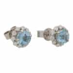 Aquamarine and Diamond Cluster Earrings