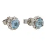 Aquamarine and Diamond Cluster Earrings