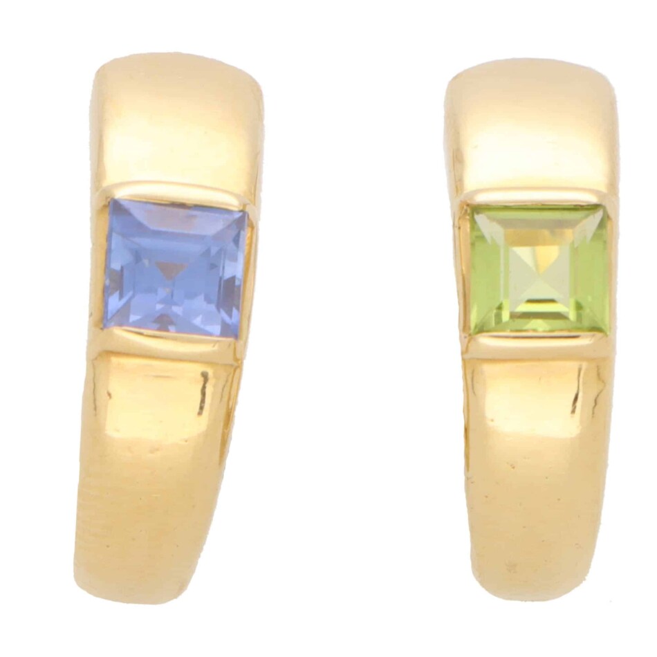 Vintage Poiray Peridot and Iolite Hoop Earrings