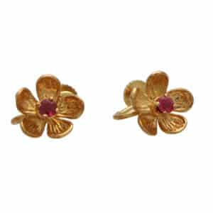 Vintage Tiffany & Co. Clip On Ruby Flower Earrings