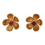 Vintage Tiffany & Co. Clip On Ruby Flower Earrings