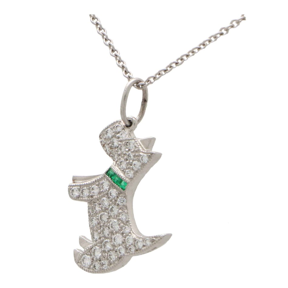 Vintage Tiffany & Co. Diamond and Emerald Scottie Dog Necklace