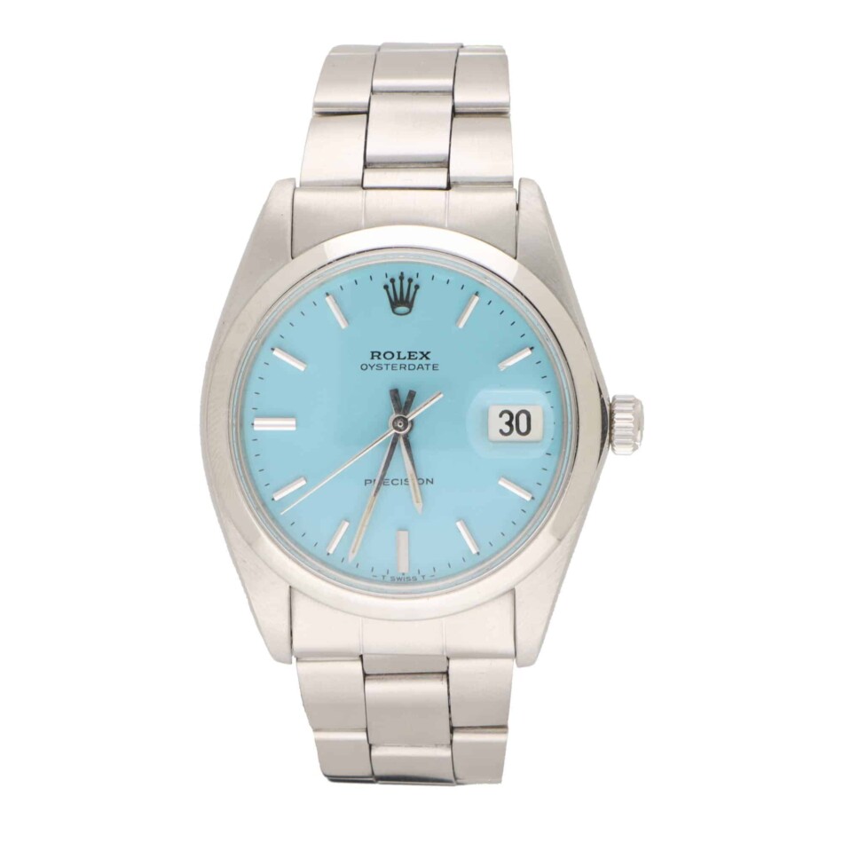 Vintage 1984 Rolex Oyster Date Custom Blue Watch