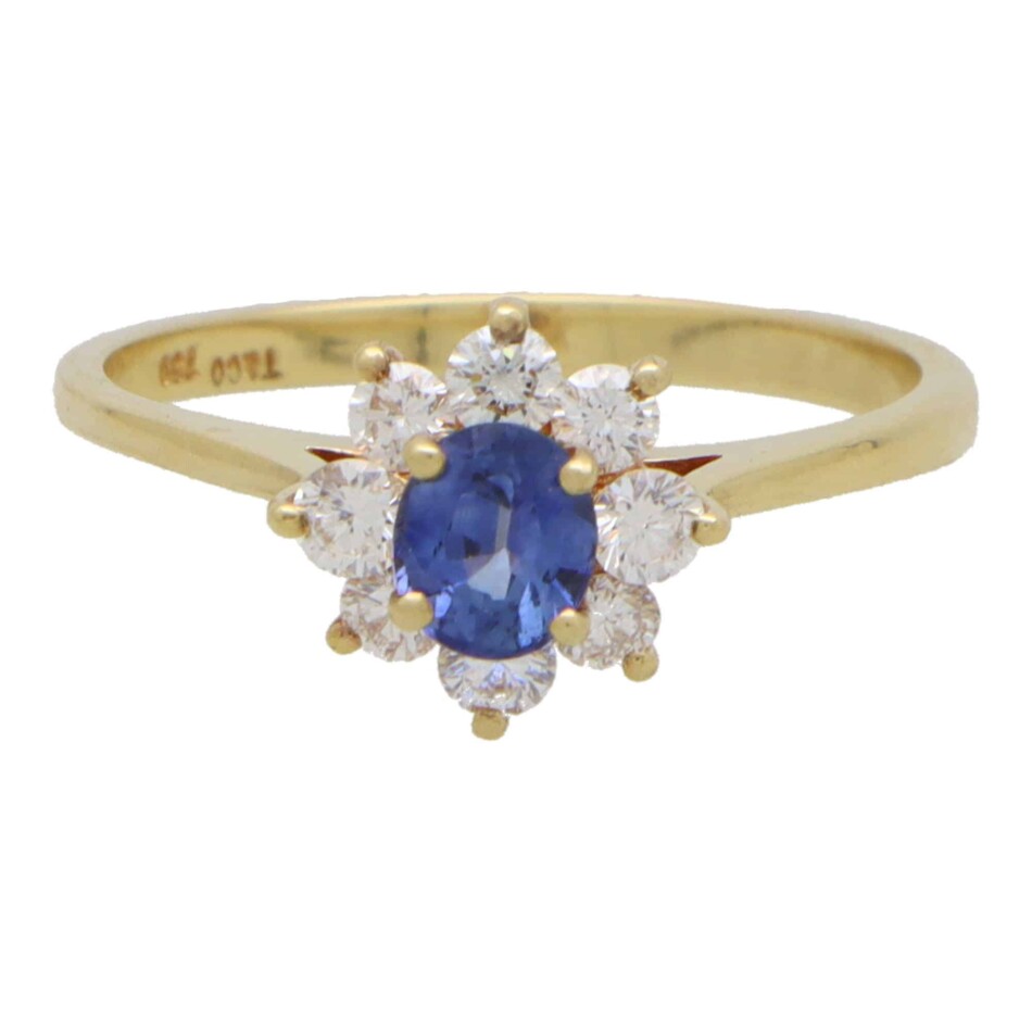 Vintage Tiffany & Co. Blue Sapphire and Diamond Cluster Ring