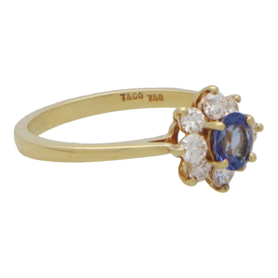 Vintage Tiffany & Co. Blue Sapphire and Diamond Cluster Ring