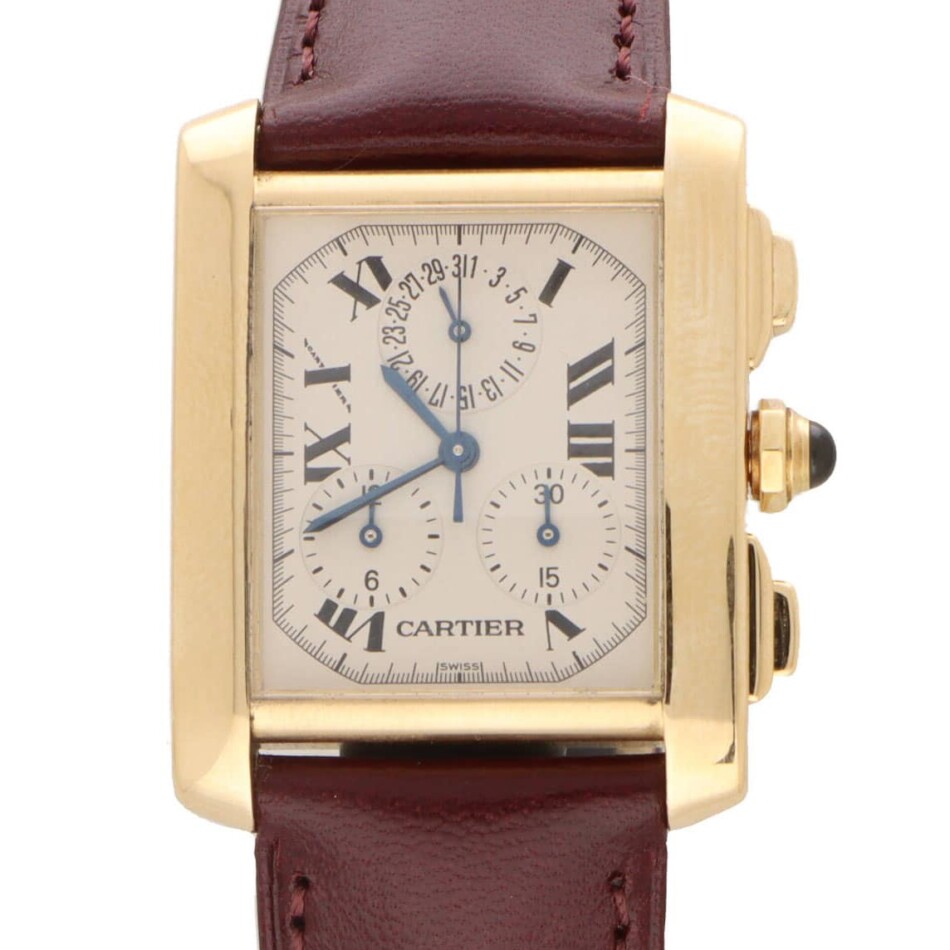 Vintage Cartier Tank Francaise Chrono Reflex Watch in 18k Gold