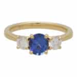 GIA Certified Diamond and Sapphire Three Stone Ring