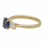 GIA Certified Diamond and Sapphire Three Stone Ring