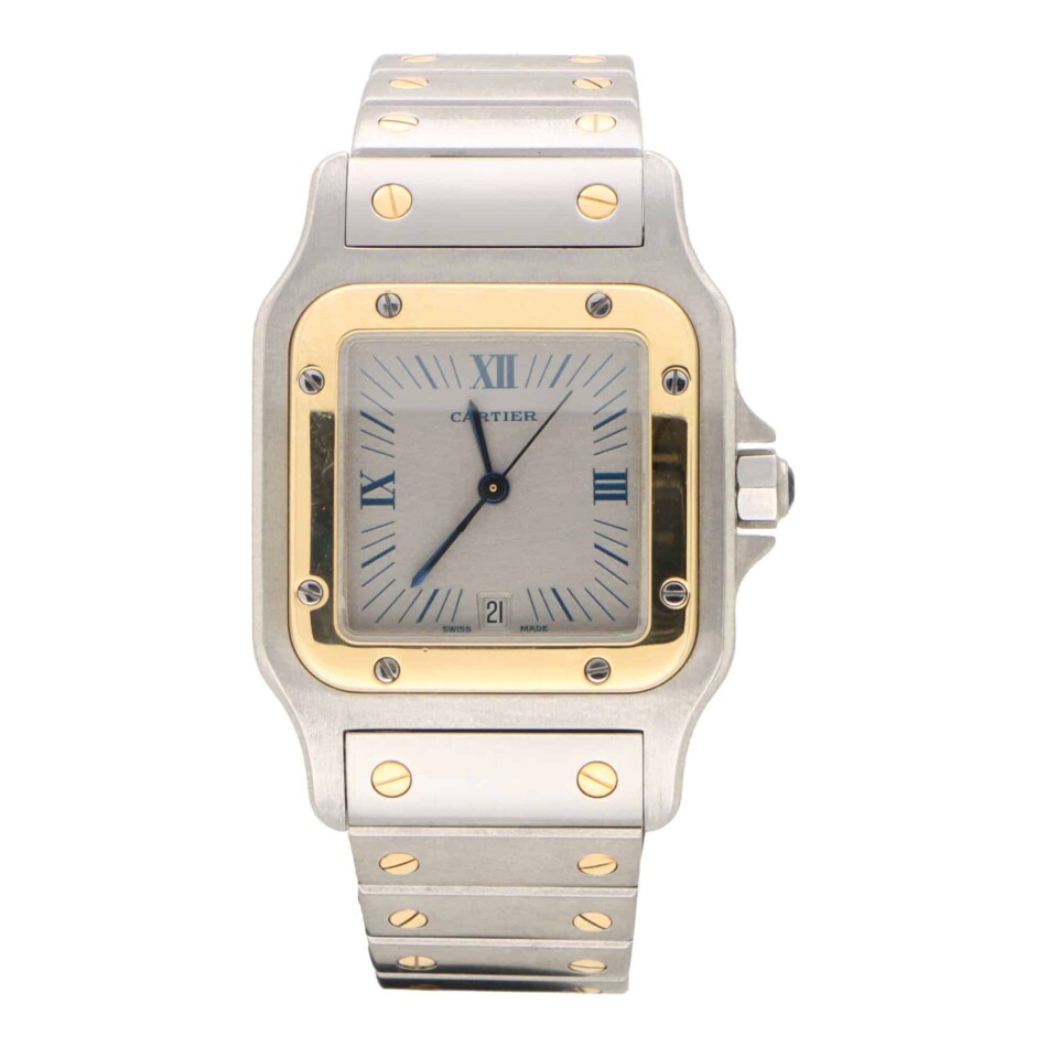 Vintage Cartier Santos Galbee Watch with Grey Dial