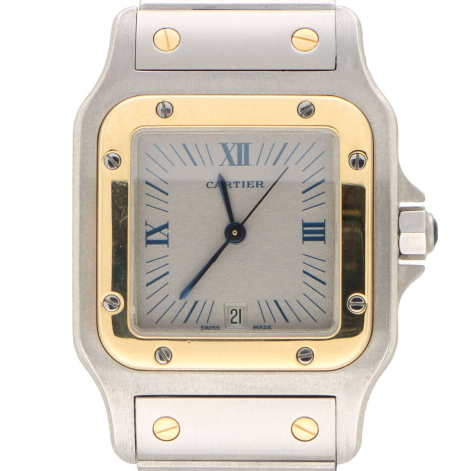 Vintage Cartier Santos Galbee Watch with Grey Dial